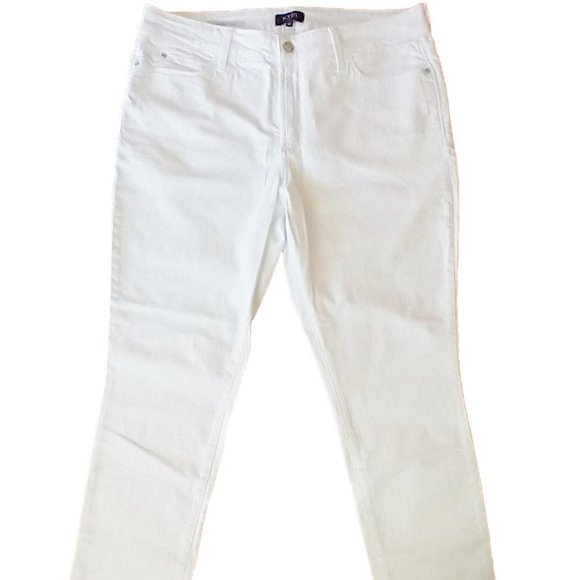 NYDJ Denim - NYDJ Women's White Stretch Jeans Size 14 Alina Lift X Tuck Technology Fringe Hem